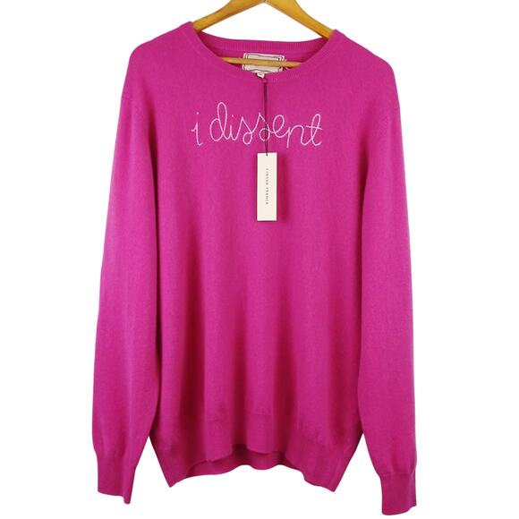 LINGUA FRANCA SZ 3X 100% Cashmere Hand Embroidered Sweater "i dissent" NWT $380 - Picture 2 of 7